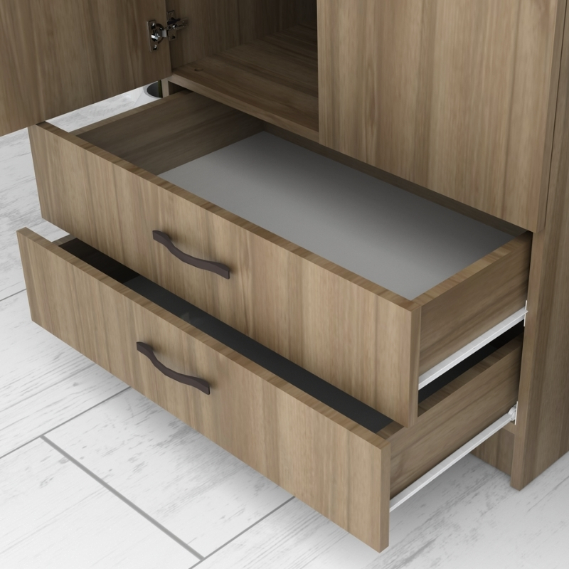Ricardo Megapap two doors melamine wardrobe in walnut color 80x51,8x181cm.