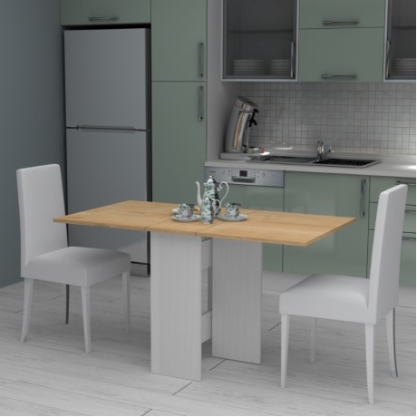 Pepe Megapap melamine table extendable color white - oak 28(56+56)x77x75cm.