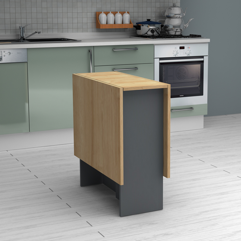 Pepe Megapap melamine table extendable color anthracite - oak 28(56+56)x77x75cm.