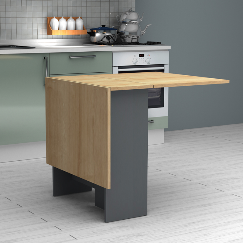 Pepe Megapap melamine table extendable color anthracite - oak 28(56+56)x77x75cm.