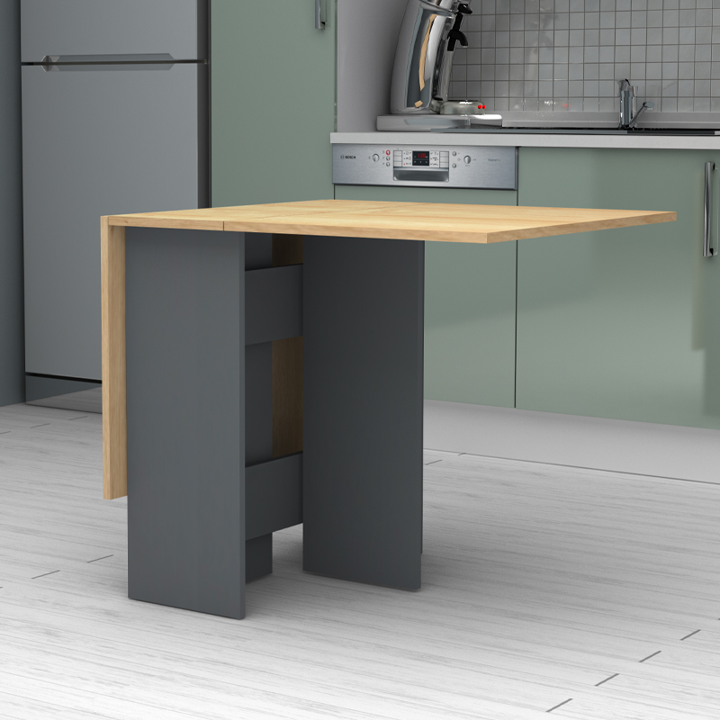 Pepe Megapap melamine table extendable color anthracite - oak 28(56+56)x77x75cm.