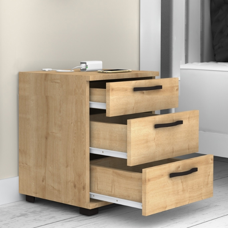 Roco Megapap melamine night stand in oak color 40x39x57cm.