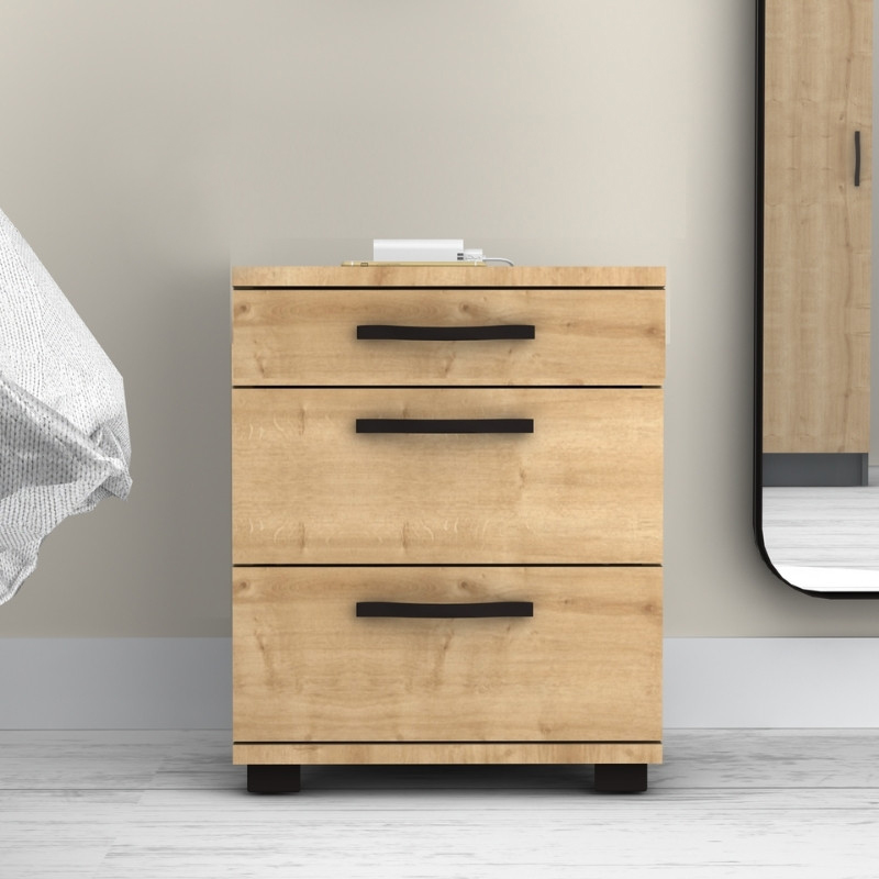 Roco Megapap melamine night stand in oak color 40x39x57cm.