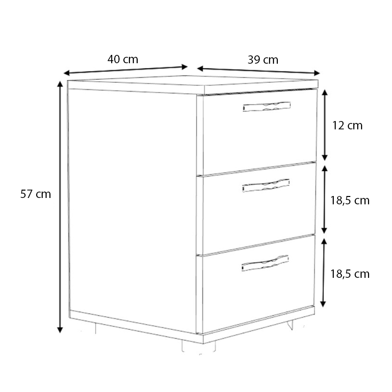 Roco Megapap melamine night stand in oak color 40x39x57cm.