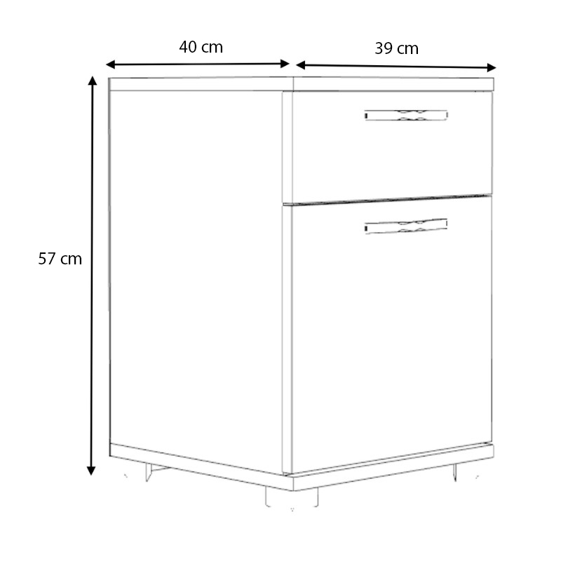 Veto Megapap melamine night stand in oak color 40x39x57cm.