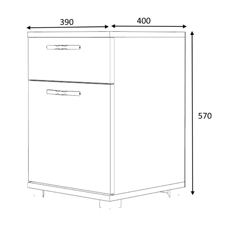 Veto Megapap melamine night stand in walnut color 40x39x57cm.
