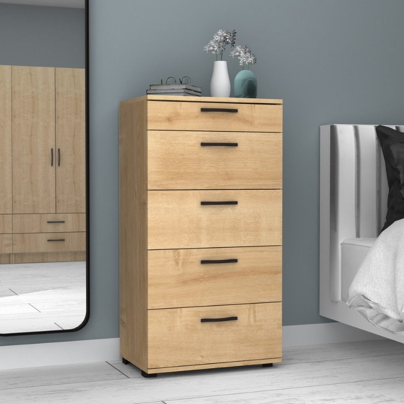 Helia Megapap melamine dresser in oak color 60x44x108cm.