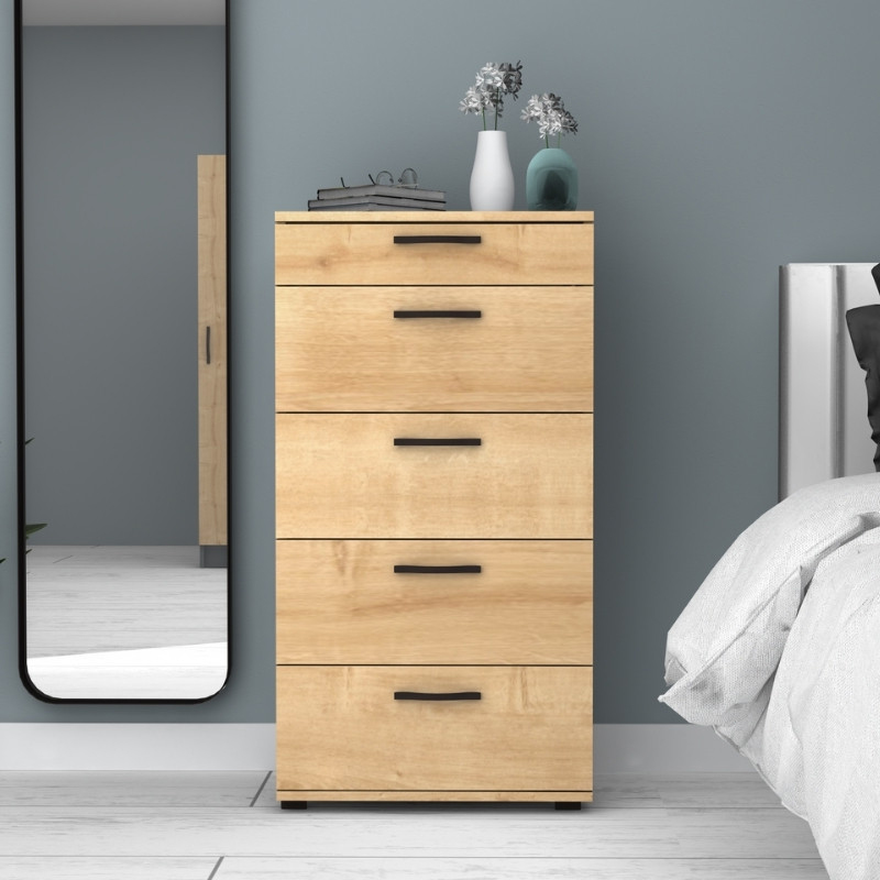 Helia Megapap melamine dresser in oak color 60x44x108cm.
