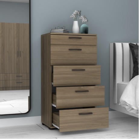 Helia Megapap melamine dresser in walnut color 60x44x108cm.