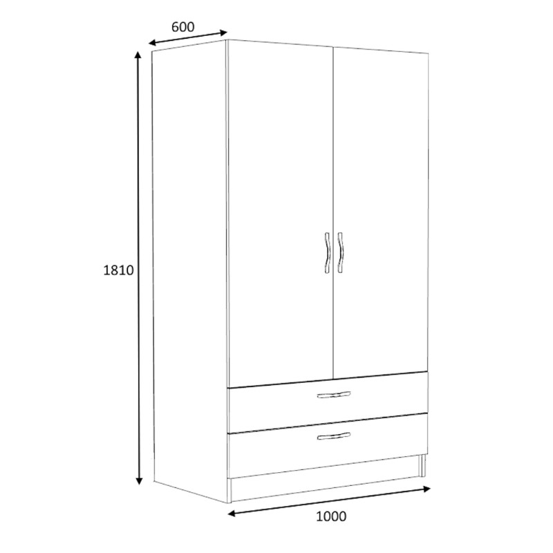 Victoria Megapap two doors melamine wardrobe with drawers  in white color 100x60x181cm.
