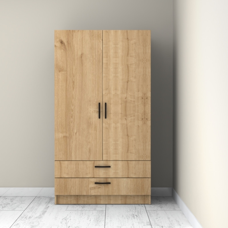 Victoria Megapap two doors melamine wardrobe with drawers  in oak color 100x60x181cm.