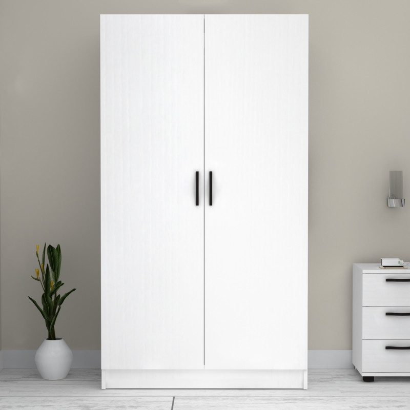 Victoria Megapap two doors melamine wardrobe in white color 100x60x181cm.