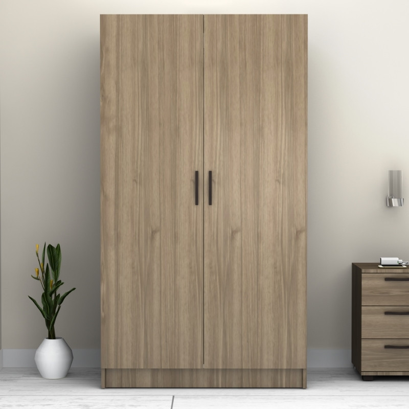 Victoria Megapap two doors melamine wardrobe in walnut color 100x60x181cm.