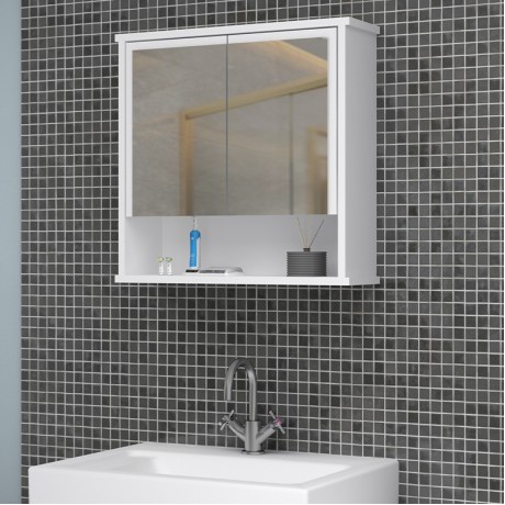Delo Megapap melamine bathroom mirror in white color 62x17.5x60cm.