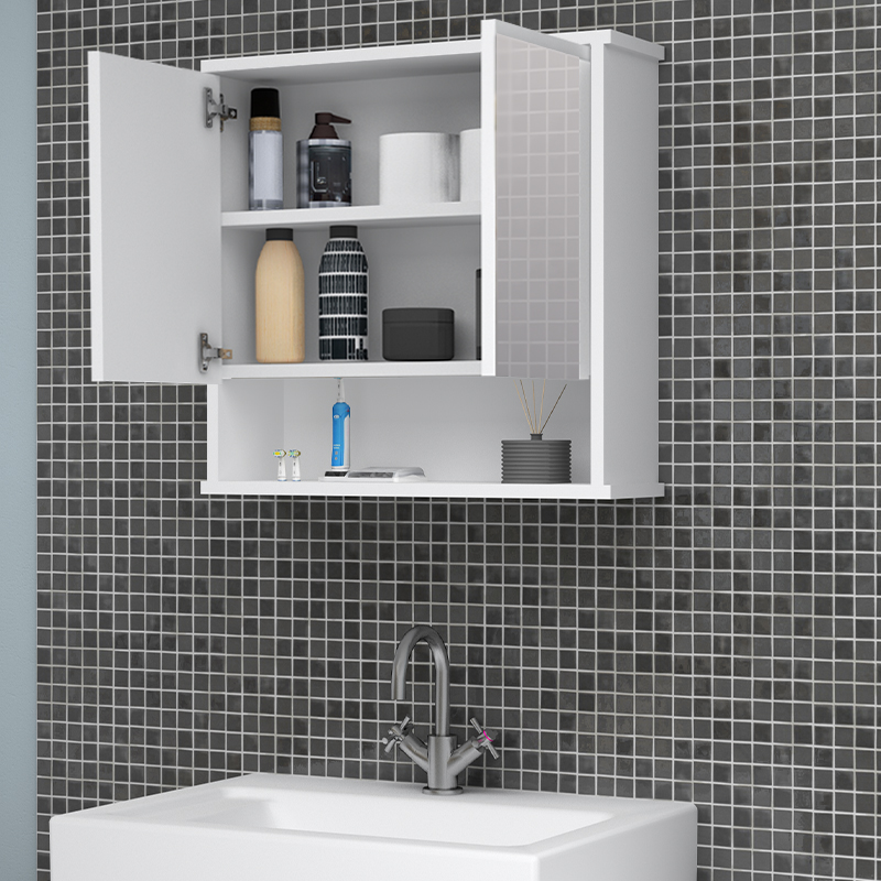 Delo Megapap melamine bathroom mirror in white color 62x17.5x60cm.