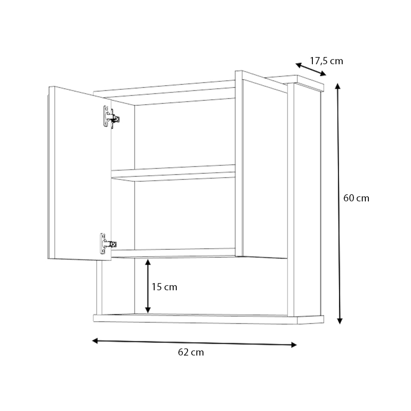 Delo Megapap melamine bathroom mirror in white color 62x17.5x60cm.