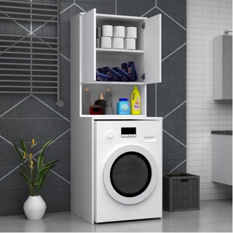 Cozen Megapap melamine washing machine furniture in white color 65x60x178cm.
