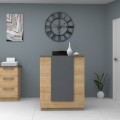 Gemini Megapap melamine reception desk in oak - anthracite color 90x50x110cm.