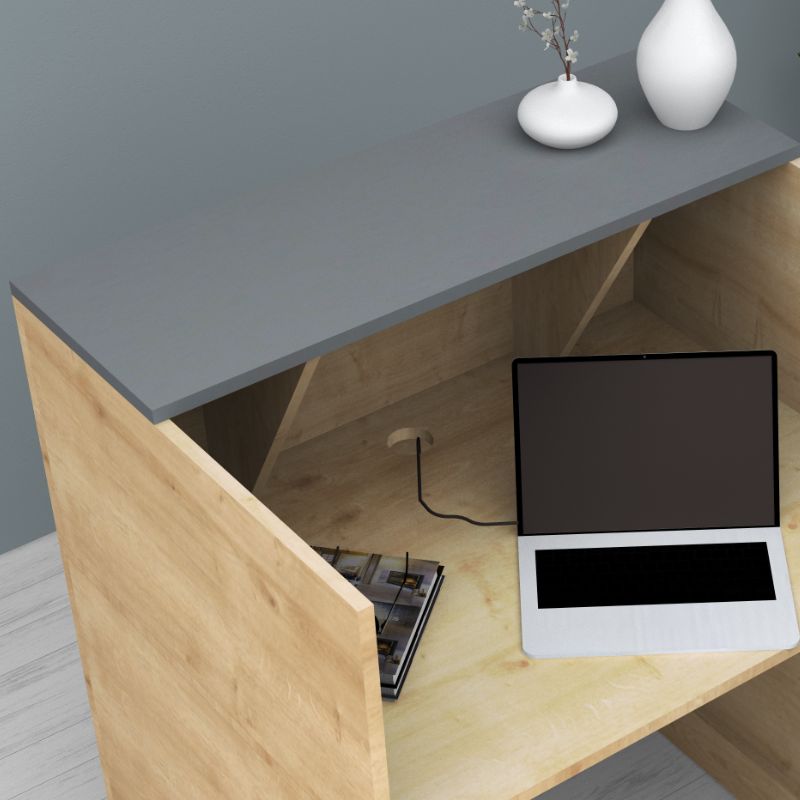 Gemini Megapap melamine reception desk in oak - anthracite color 90x50x110cm.