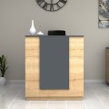 Gemini Megapap melamine reception desk in oak - anthracite color 100x70x110cm.