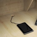 Gemini Megapap melamine reception desk in oak - anthracite color 100x70x110cm.