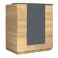 Gemini Megapap melamine reception desk in oak - anthracite color 100x70x110cm.