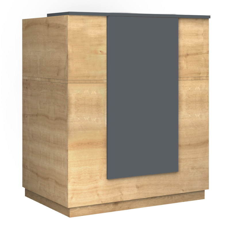 Gemini Megapap melamine reception desk in oak - anthracite color 100x70x110cm.