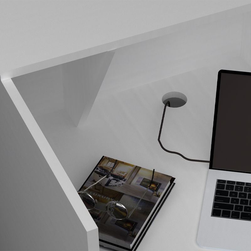 Gemini Megapap melamine reception desk in white color 100x70x110cm.