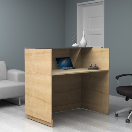 Gemini Megapap melamine reception desk in oak - anthracite color 120x70x110cm.