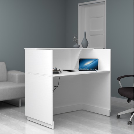 Gemini Megapap melamine reception desk in white color 120x70x110cm.