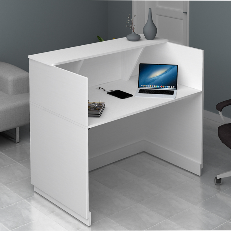 Gemini Megapap melamine reception desk in white color 120x70x110cm.