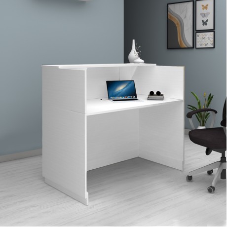 Gemini Megapap melamine reception desk in white color 150x70x110cm.