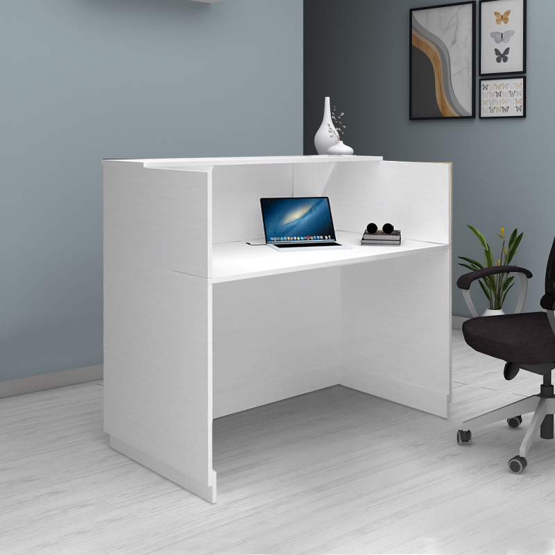 Gemini Megapap melamine reception desk in white color 150x70x110cm.
