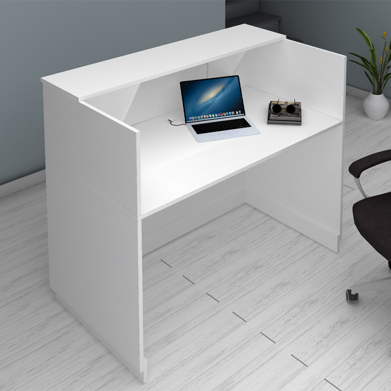 Gemini Megapap melamine reception desk in white color 150x70x110cm.