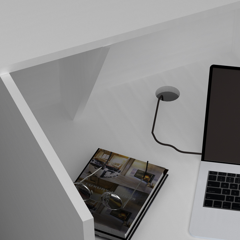 Gemini Megapap melamine reception desk in white color 150x70x110cm.