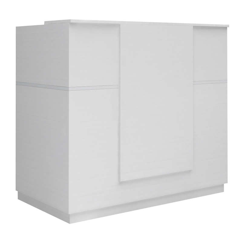 Gemini Megapap melamine reception desk in white color 150x70x110cm.