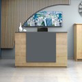 Gemini Megapap melamine reception desk in oak - anthracite color 180x70x110cm.