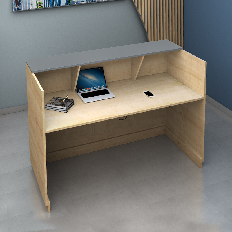 Gemini Megapap melamine reception desk in oak - anthracite color 180x70x110cm.