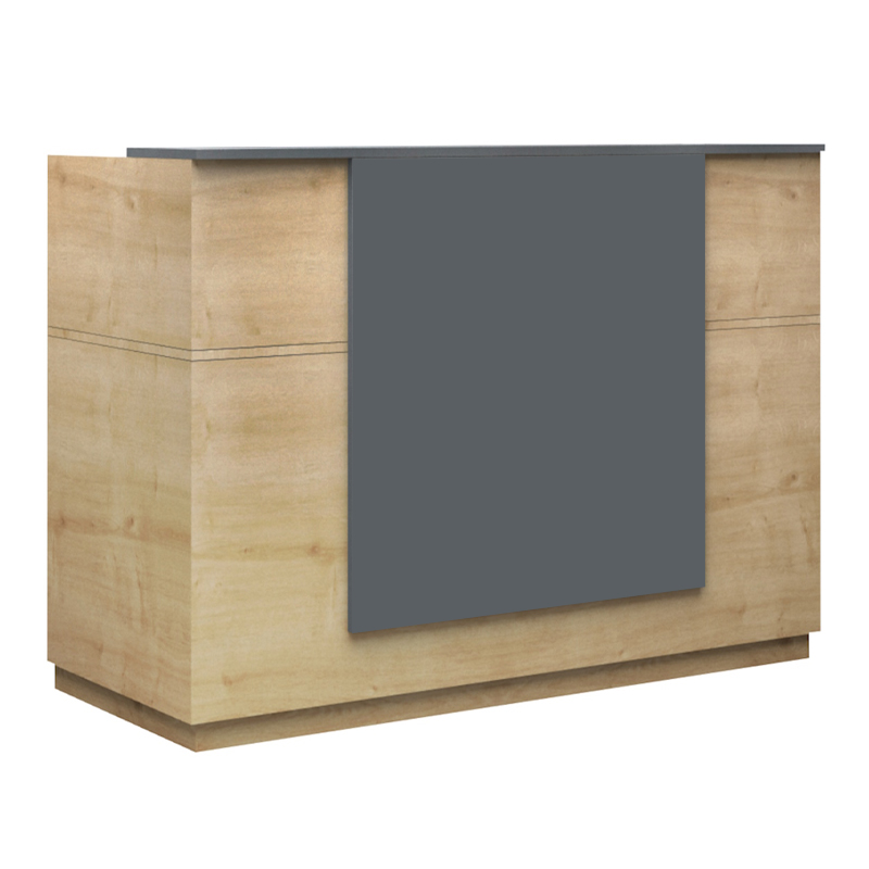 Gemini Megapap melamine reception desk in oak - anthracite color 180x70x110cm.