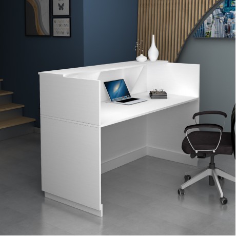 Gemini Megapap melamine reception desk in white color 180x70x110cm.