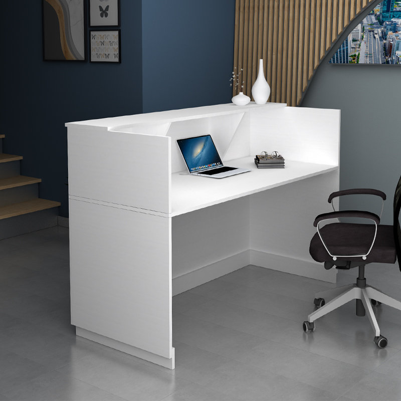 Gemini Megapap melamine reception desk in white color 180x70x110cm.