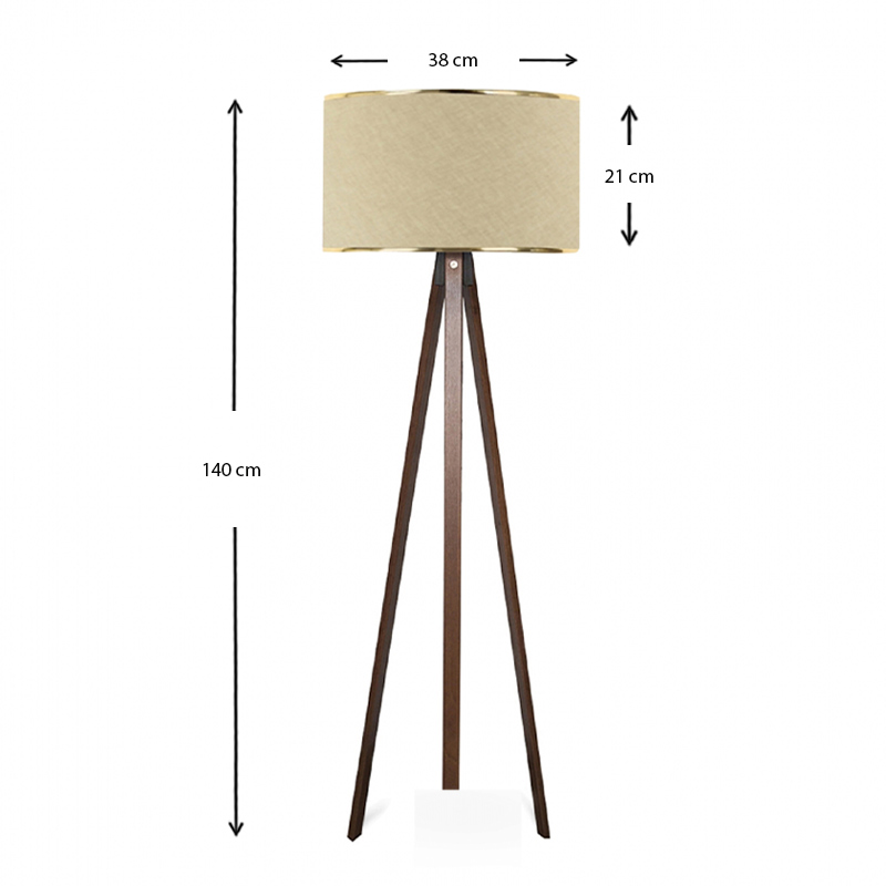 Rosling Megapap Mdf/fabric/Pvc floor lamp in walnut/beige color 38x21x140cm.