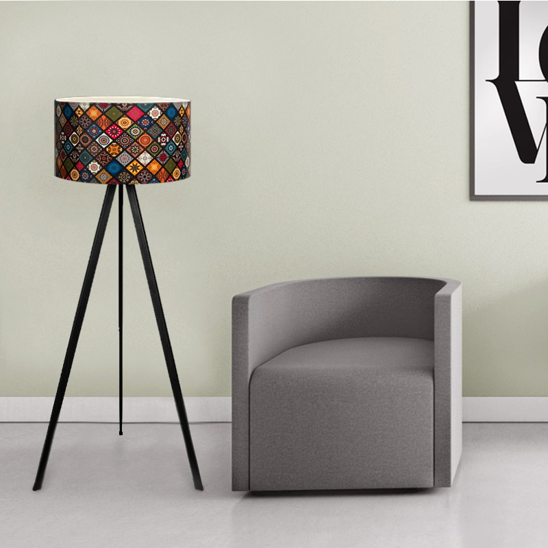 Rosling Megapap Mdf/fabric/Pvc floor lamp in black/multicolor color 38x21x140cm.