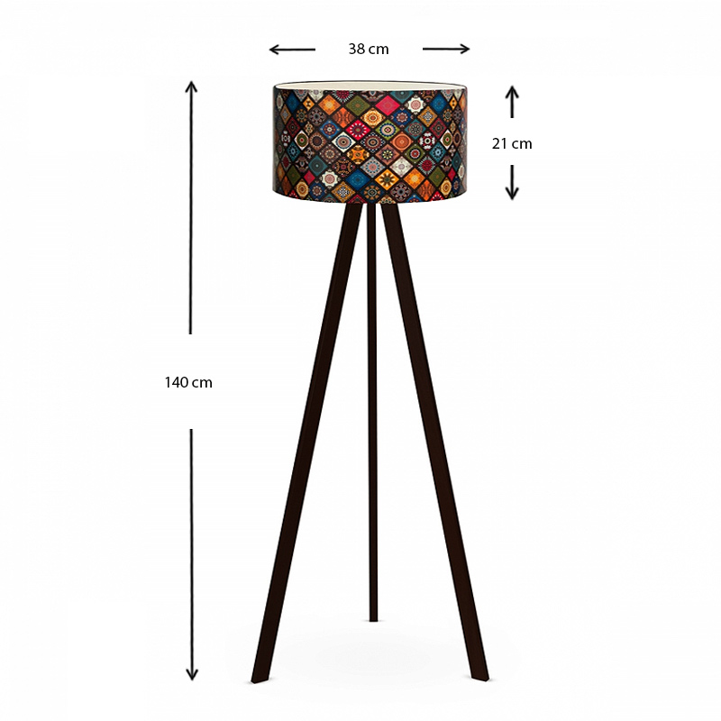 Rosling Megapap Mdf/fabric/Pvc floor lamp in black/multicolor color 38x21x140cm.
