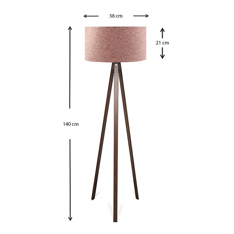 Rosling Megapap Mdf/fabric/Pvc floor lamp in walnut/dusty rose color 38x21x140cm.