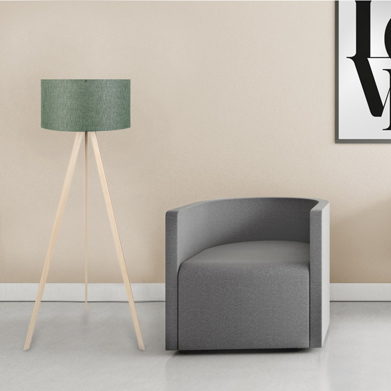 Rosling Megapap Mdf/fabric/Pvc floor lamp in natural/khaki green color 38x38x140cm.