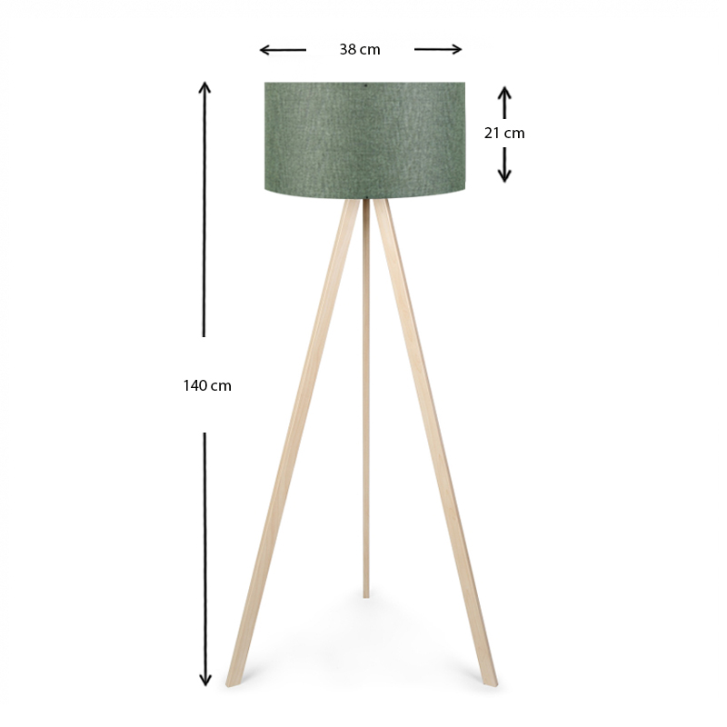 Rosling Megapap Mdf/fabric/Pvc floor lamp in natural/khaki green color 38x38x140cm.
