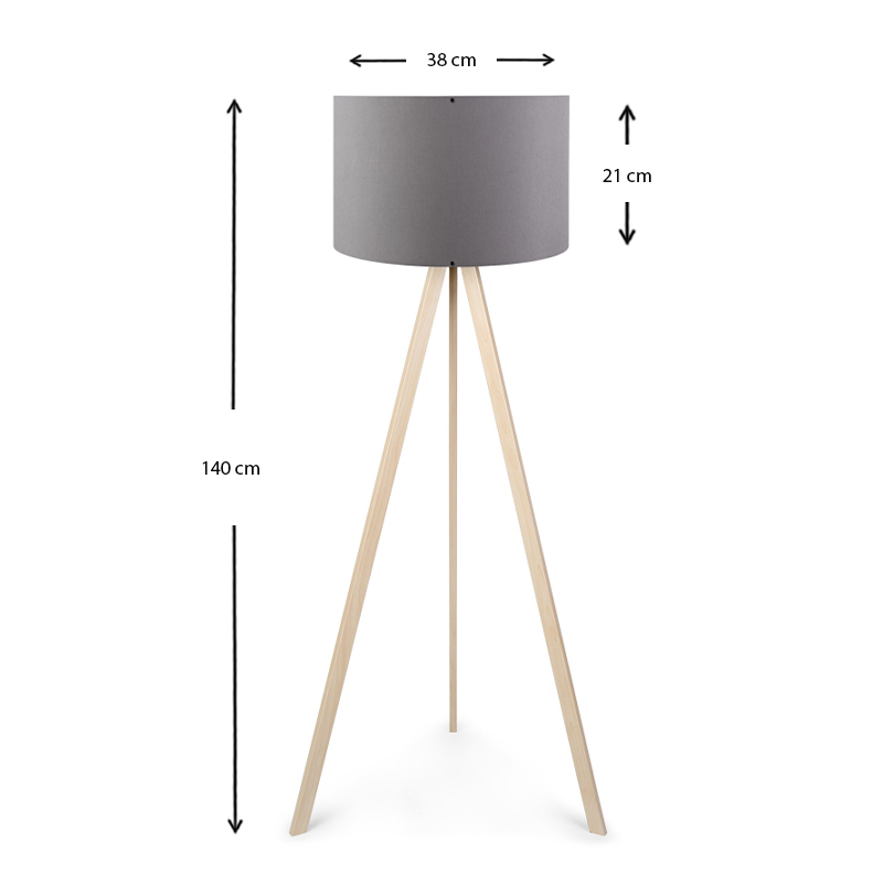 Rosling Megapap Mdf/fabric/Pvc floor lamp in natural/anthracite color 38x21x140cm.