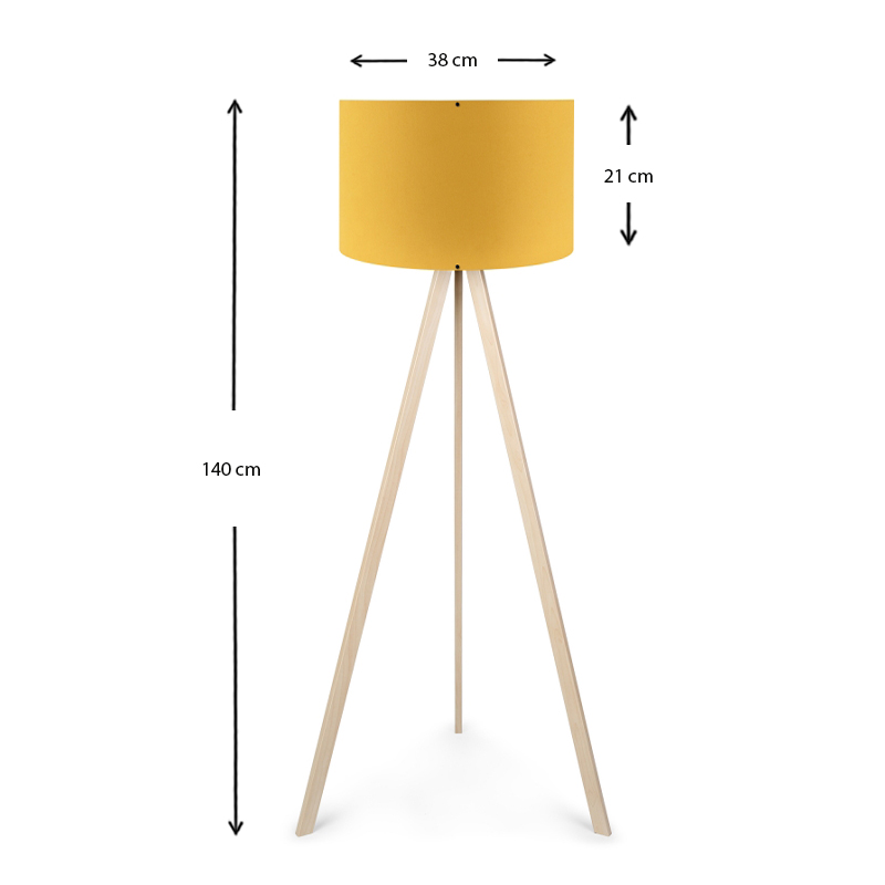Rosling Megapap Mdf/fabric/Pvc floor lamp in natural/crocus color 38x21x140cm.