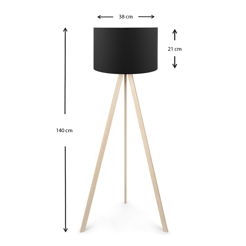 Rosling Megapap Mdf/fabric/Pvc floor lamp in natural/black color 38x21x140cm.